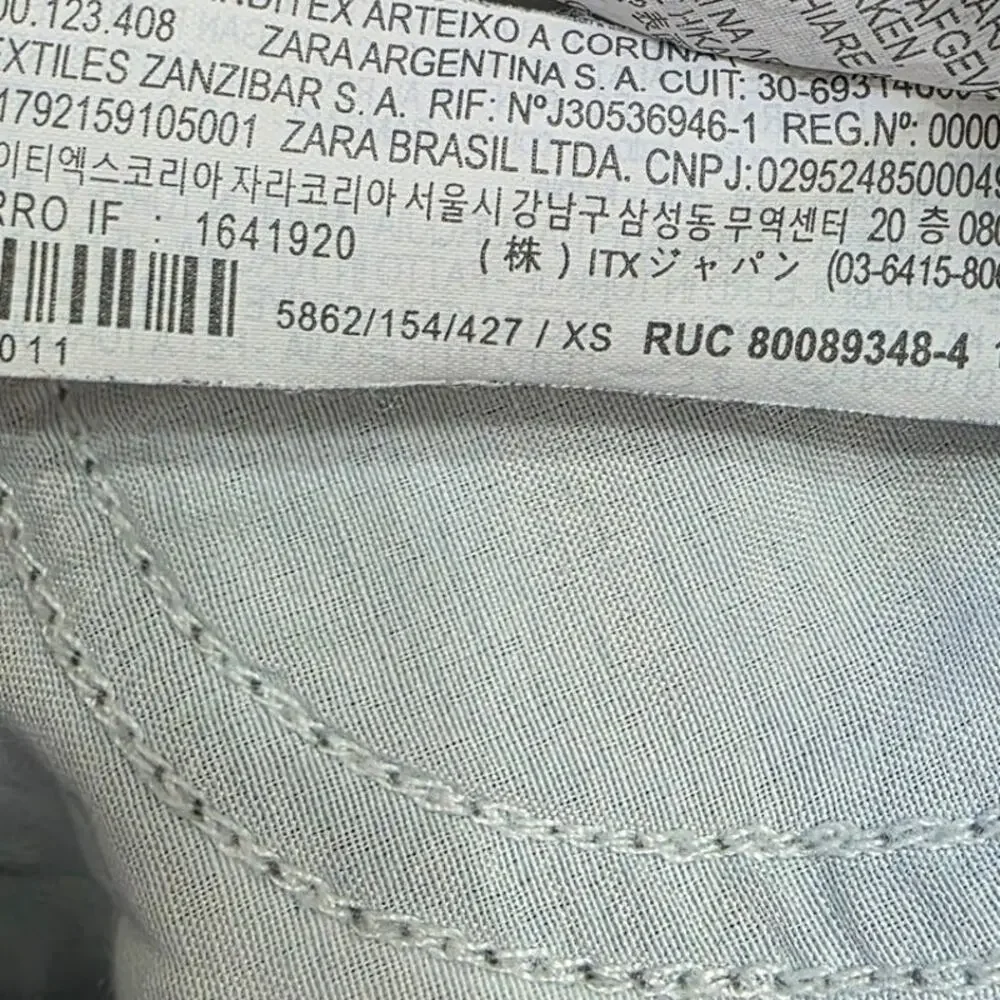 Zara Denim Faux Wrap Front Skort High Rise Jean Skirt Shorts Light Wash Cotton - Picture 7 of 8